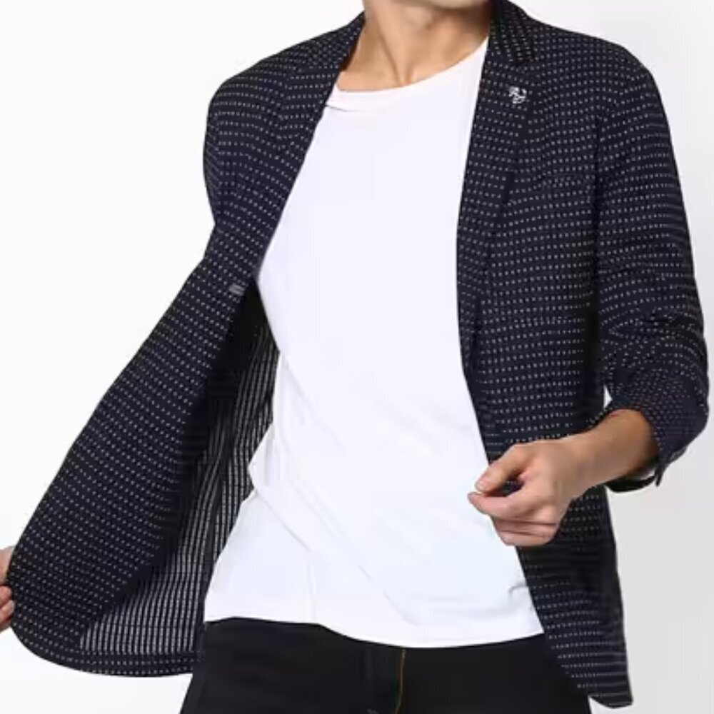 Jack & Jones Navy and White Patterned Blazer size 175/96A